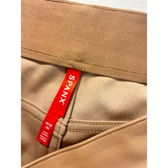 Spanx Leather-Like Straight Leg Pant size Medium Toffee - Picture 6 of 8